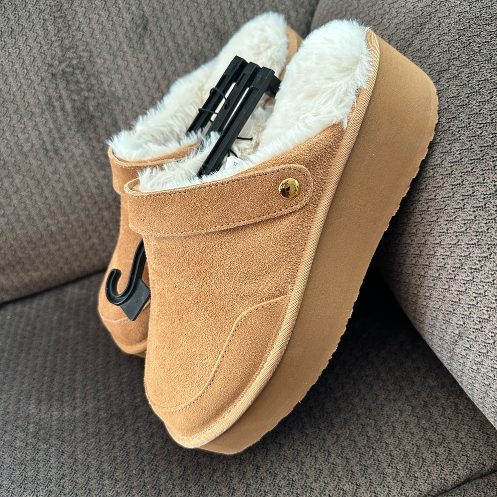 NWTS Joyspun Faux Suede Platform Clogs with Faux Fur Lining Sz 9,10,11 - Picture 4 of 8
